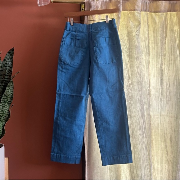 Everlane The Organic Straight-Leg Pant Cropped Blue Double Button NEW Size 4 - Picture 5 of 9